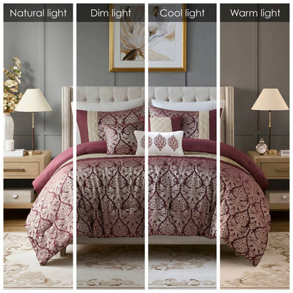 Madison Park Lily 6 Piece Jacquard Comforter Set with Throw Pillows