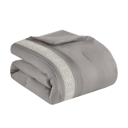 Madison Park Marla 7 Piece Lace Trim Comforter Set with Throw Pillows