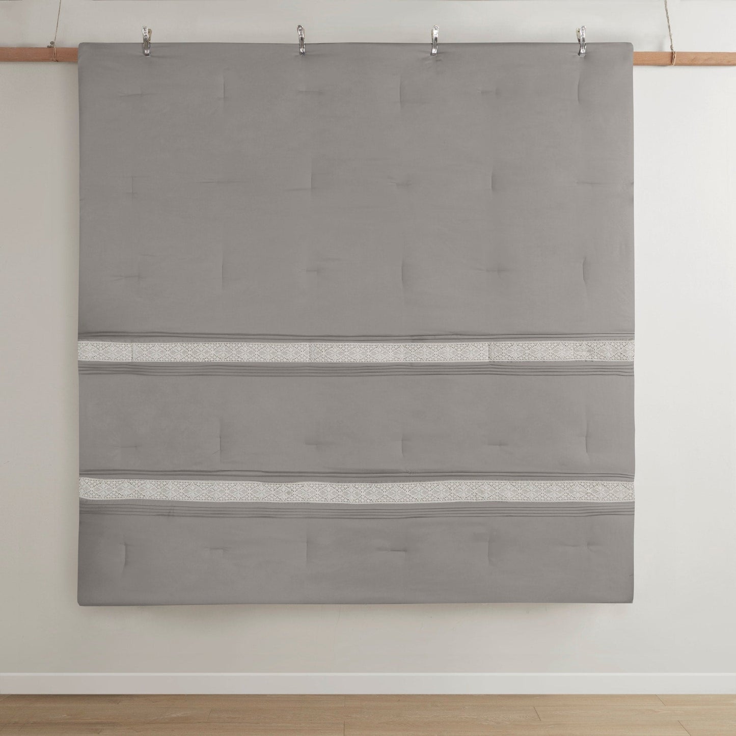 Madison Park Marla 7 Piece Lace Trim Comforter Set with Throw Pillows