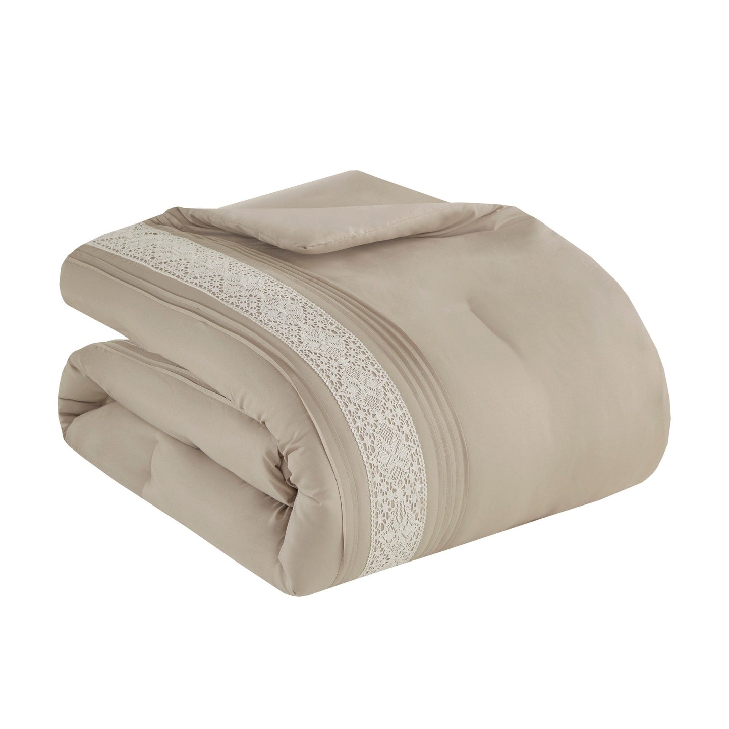 Madison Park Marla 7 Piece Lace Trim Comforter Set with Throw Pillows