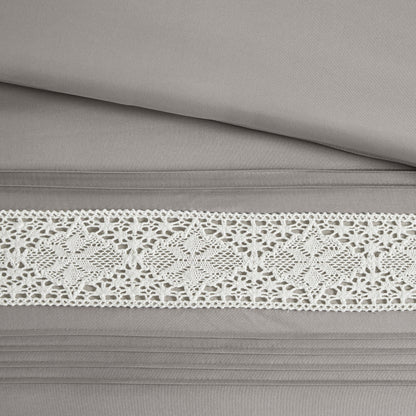 Madison Park Marla 7 Piece Lace Trim Comforter Set with Throw Pillows