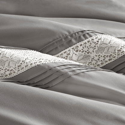 Madison Park Marla 7 Piece Lace Trim Comforter Set with Throw Pillows