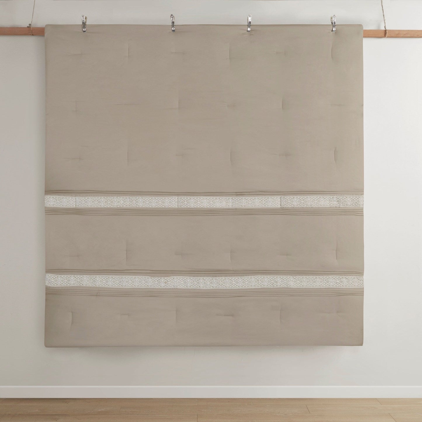 Madison Park Marla 7 Piece Lace Trim Comforter Set with Throw Pillows