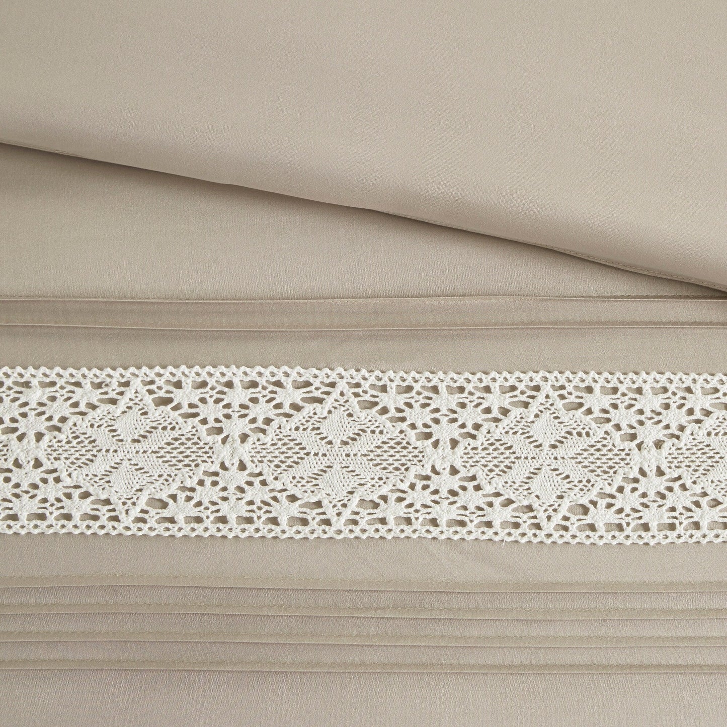 Madison Park Marla 7 Piece Lace Trim Comforter Set with Throw Pillows