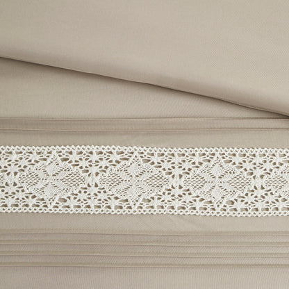 Madison Park Marla 7 Piece Lace Trim Comforter Set with Throw Pillows