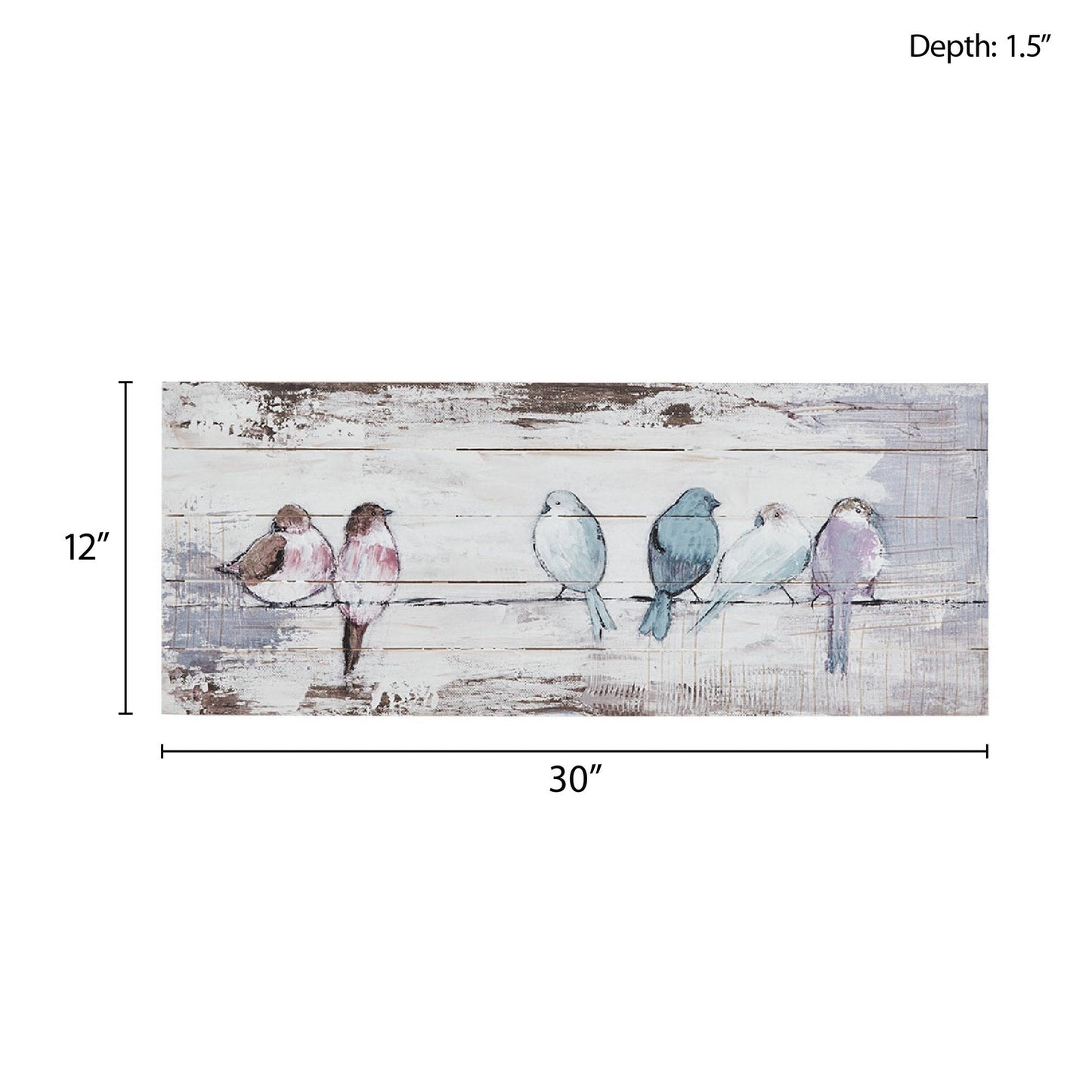 Madison Park Perched Birds Hand Painted Wood Plank Panel Wall Decor - White/Grey