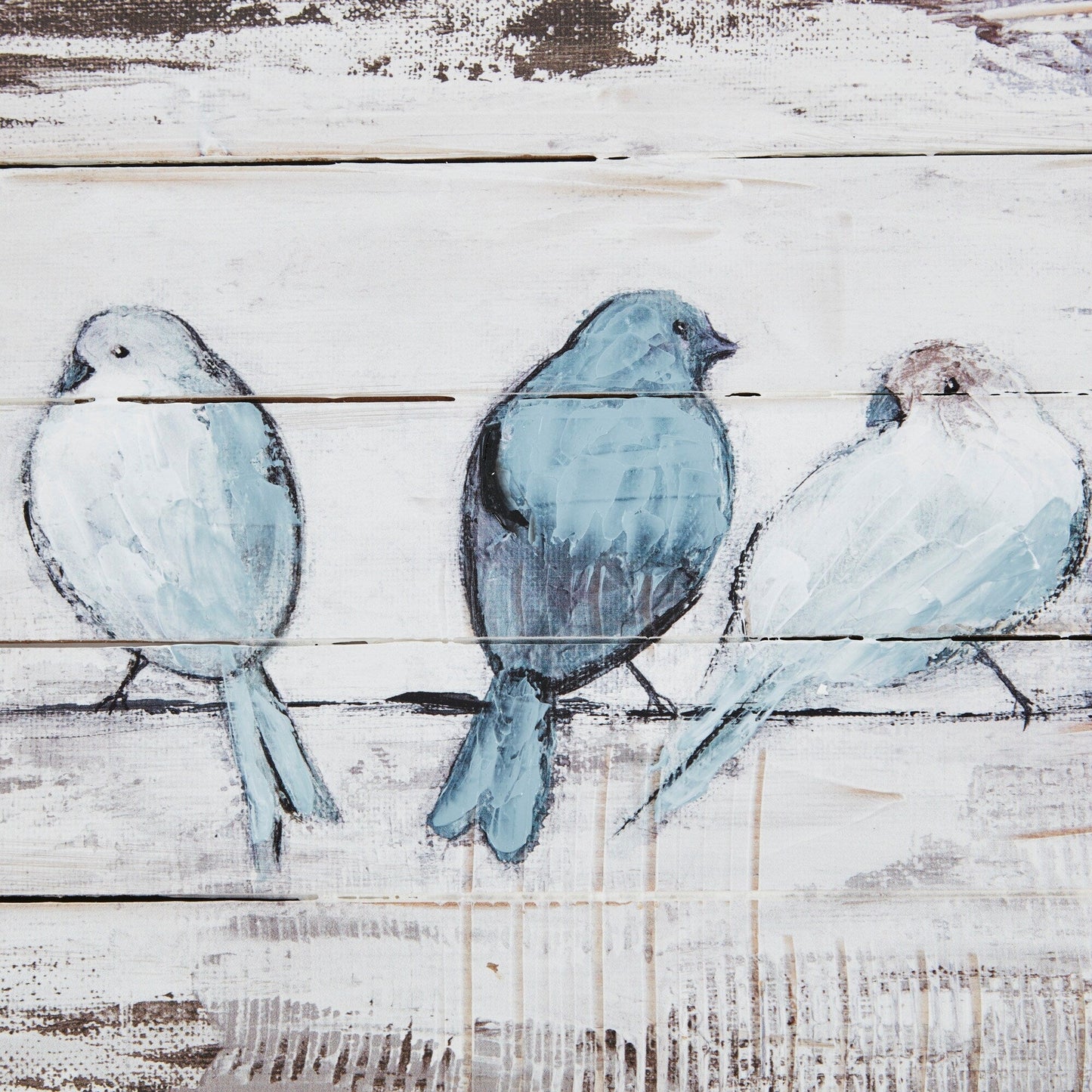 Madison Park Perched Birds Hand Painted Wood Plank Panel Wall Decor - White/Grey