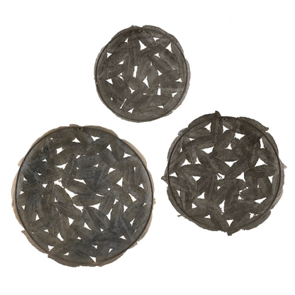 Madison Park Rosalie Textured Feather 3-piece Metal Disc Wall Decor Set