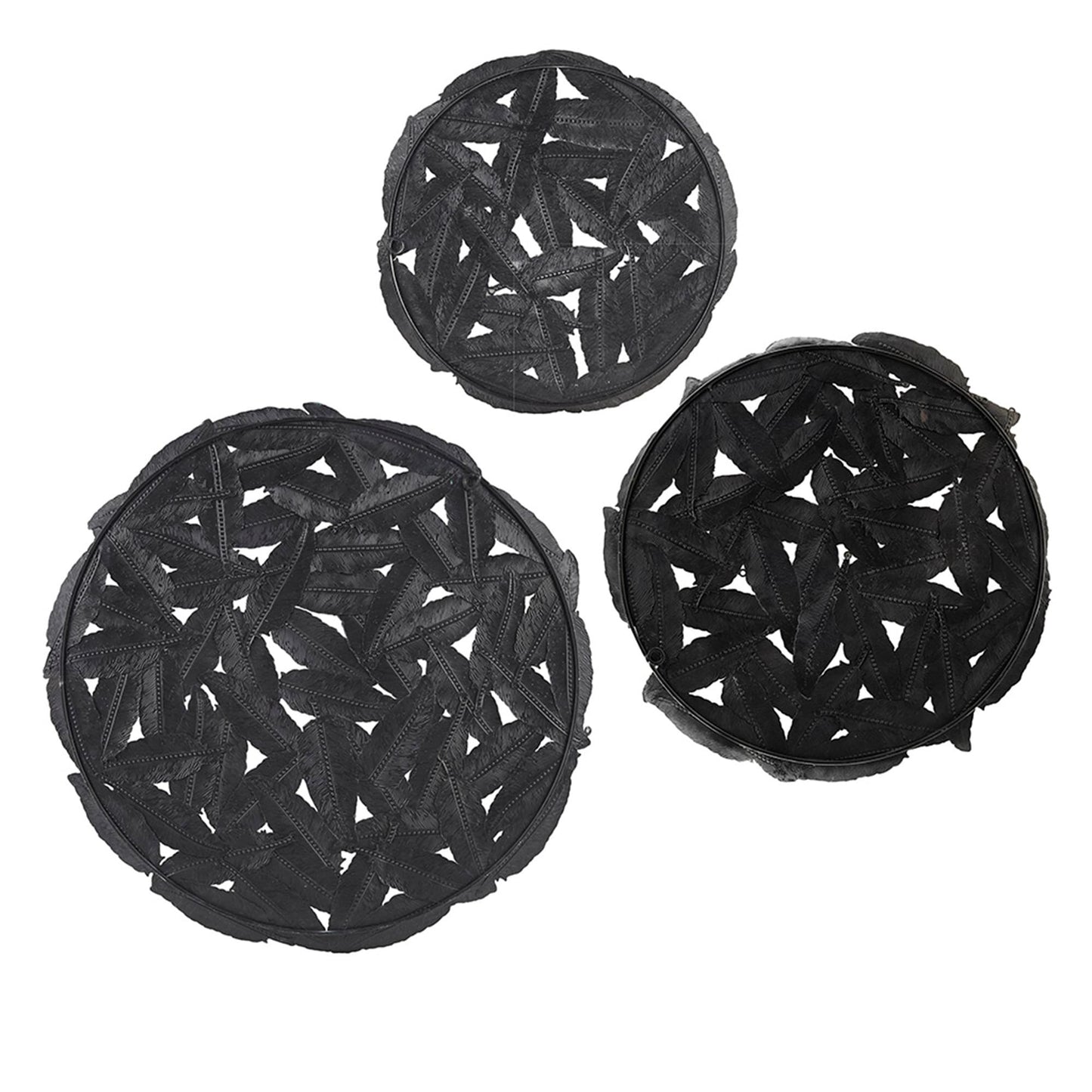 Madison Park Rosalie Textured Feather 3-piece Metal Disc Wall Decor Set