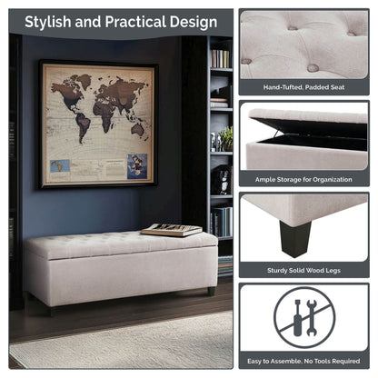 Madison Park Sasha Tufted Top Upholstered Storage Bench