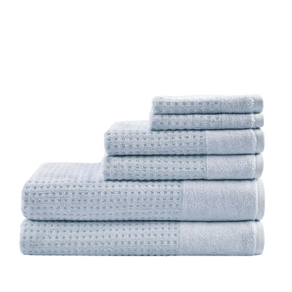Madison Park Spa Waffle Cotton Waffle Jacquard Antimicrobial Bath Towel 6 Piece Set