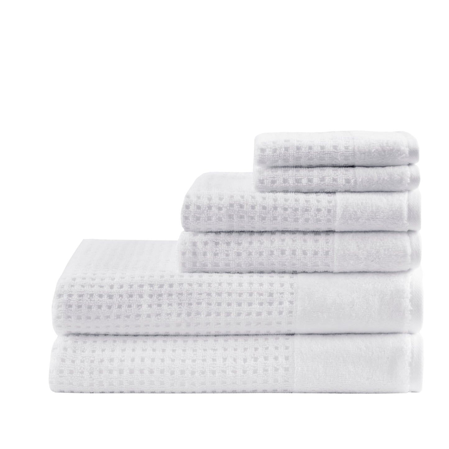 Madison Park Spa Waffle Cotton Waffle Jacquard Antimicrobial Bath Towel 6 Piece Set