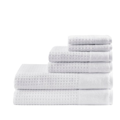 Madison Park Spa Waffle Cotton Waffle Jacquard Antimicrobial Bath Towel 6 Piece Set