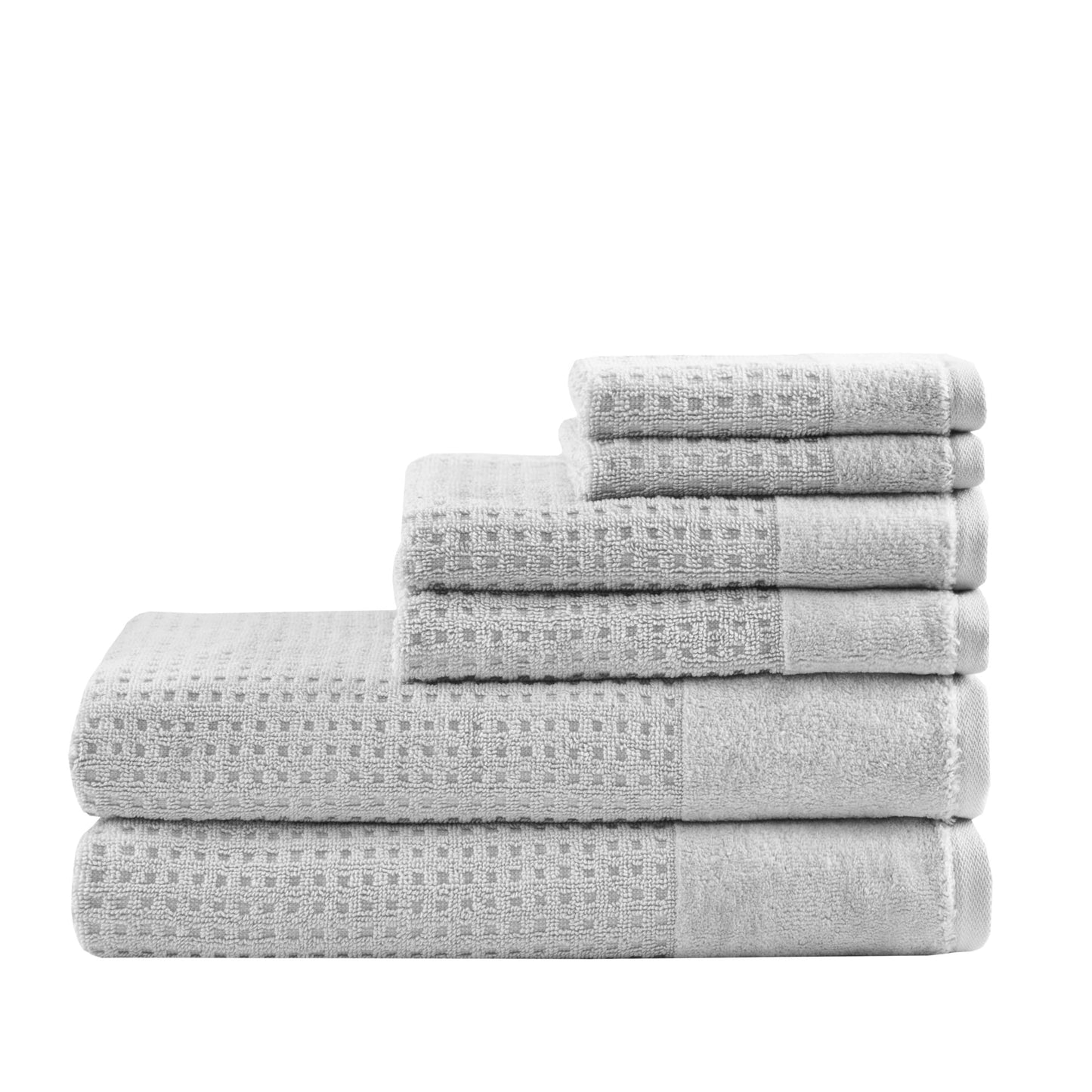 Madison Park Spa Waffle Cotton Waffle Jacquard Antimicrobial Bath Towel 6 Piece Set