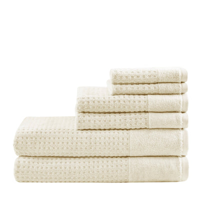 Madison Park Spa Waffle Cotton Waffle Jacquard Antimicrobial Bath Towel 6 Piece Set