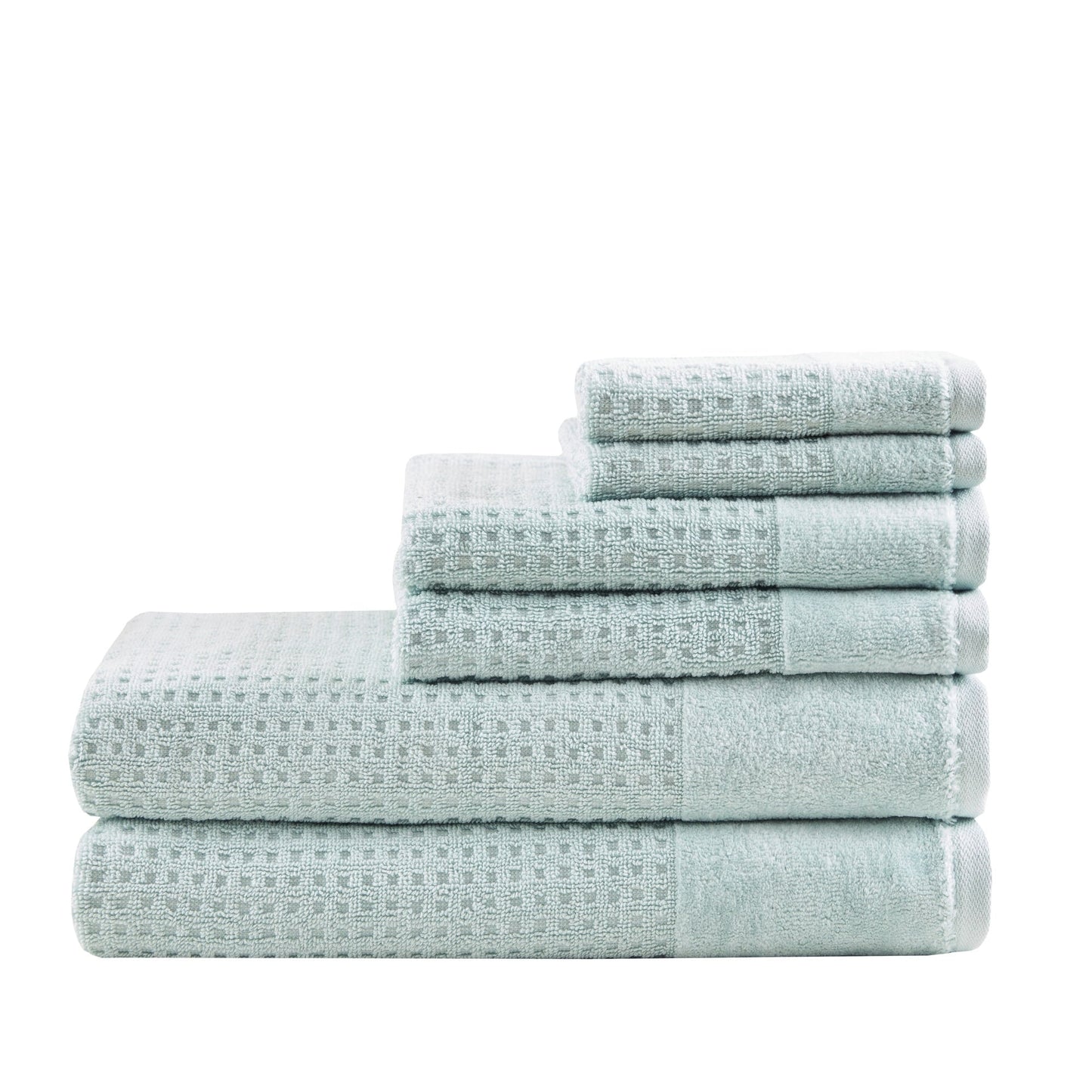 Madison Park Spa Waffle Cotton Waffle Jacquard Antimicrobial Bath Towel 6 Piece Set