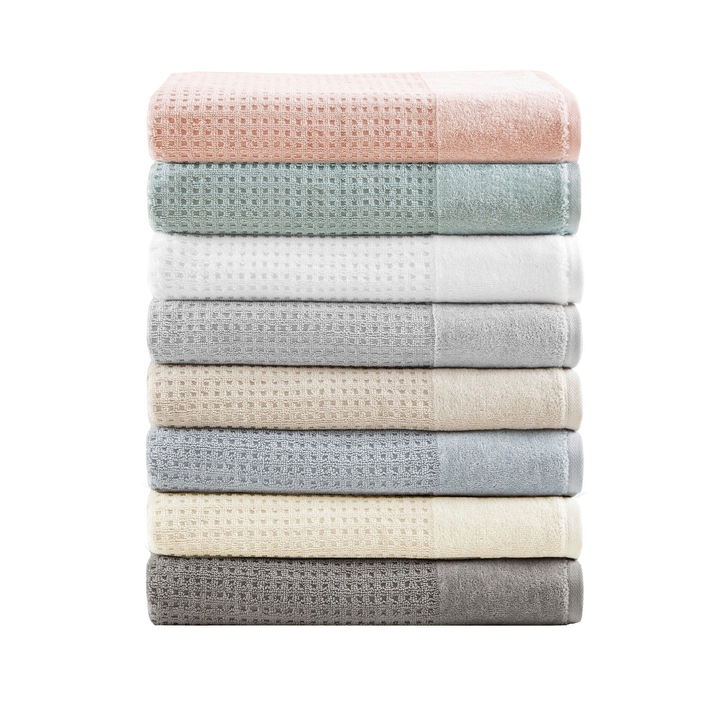 Madison Park Spa Waffle Cotton Waffle Jacquard Antimicrobial Bath Towel 6 Piece Set