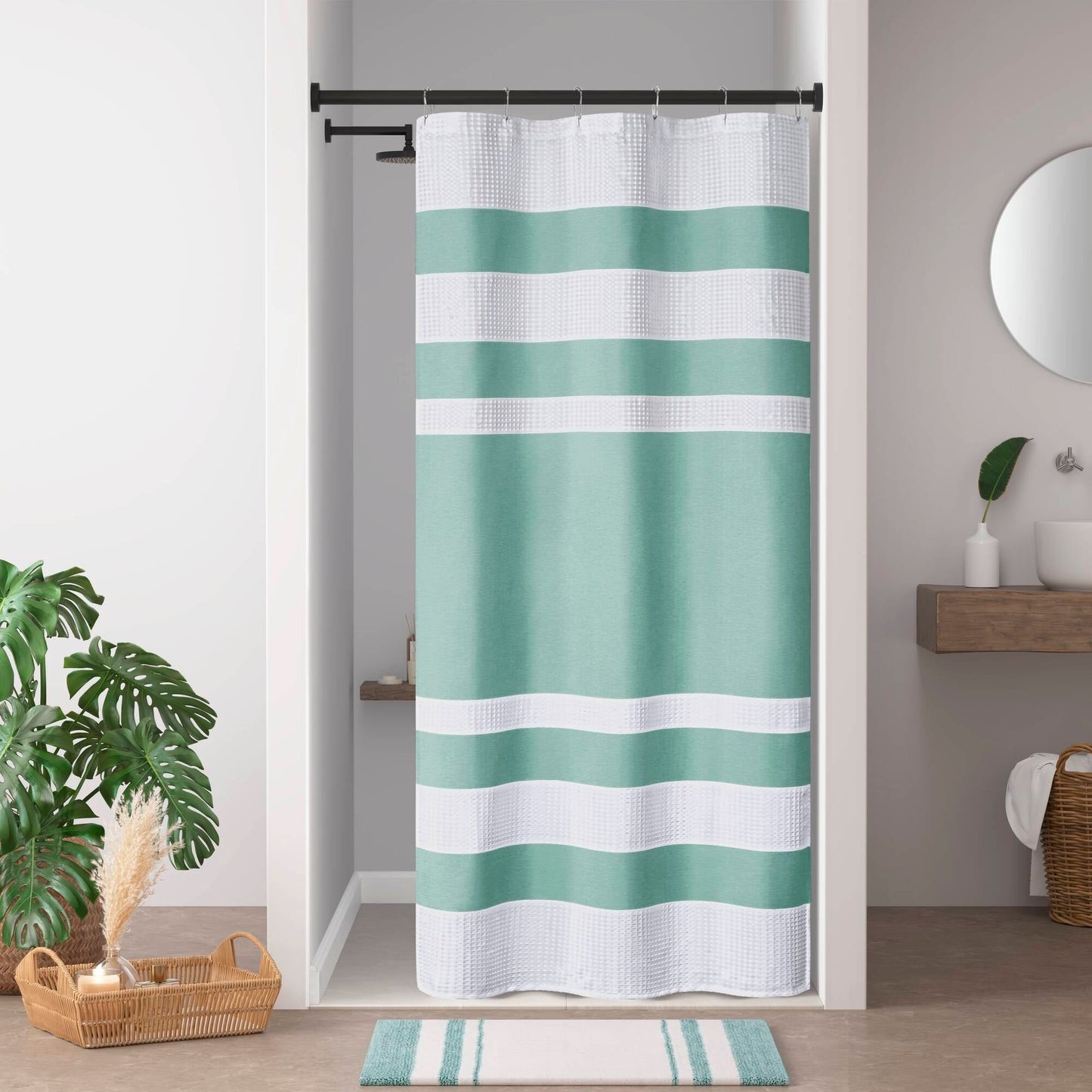 Madison Park Spa Waffle Shower Curtain with 3M Treatment