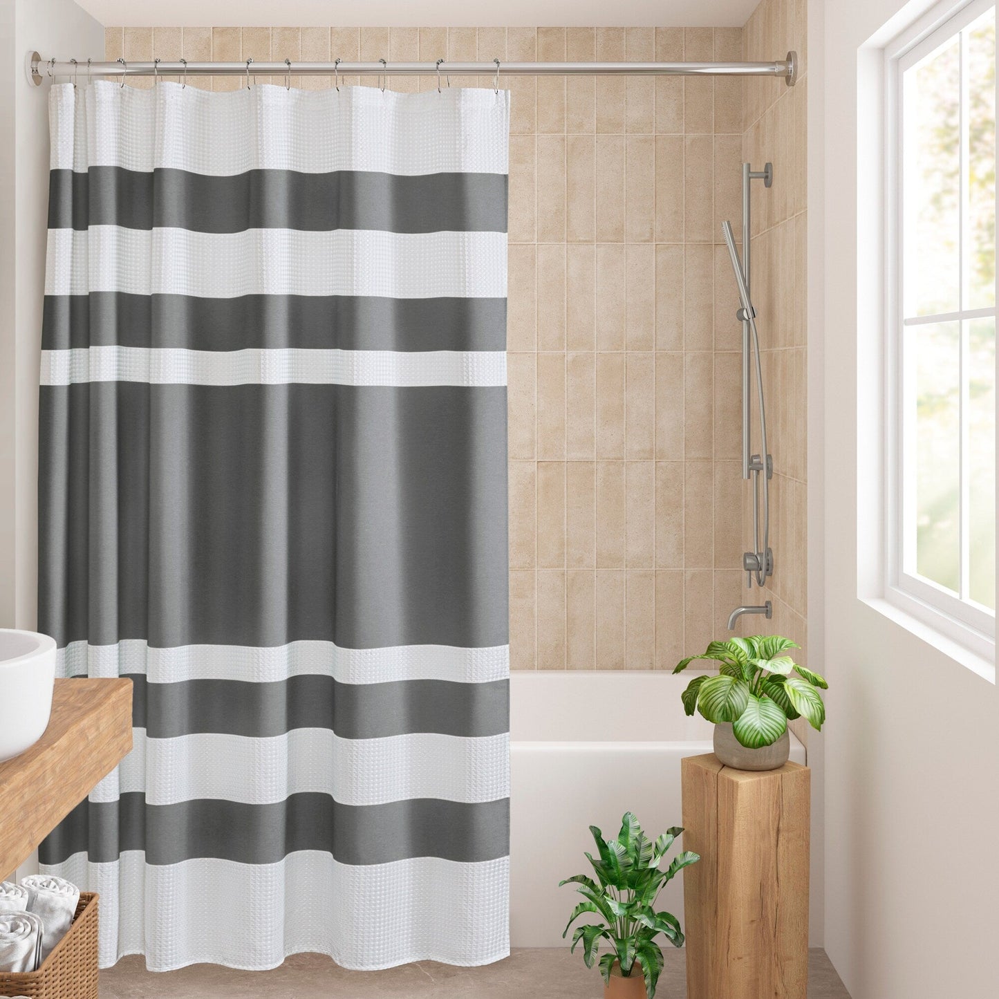 Madison Park Spa Waffle Shower Curtain with 3M Treatment