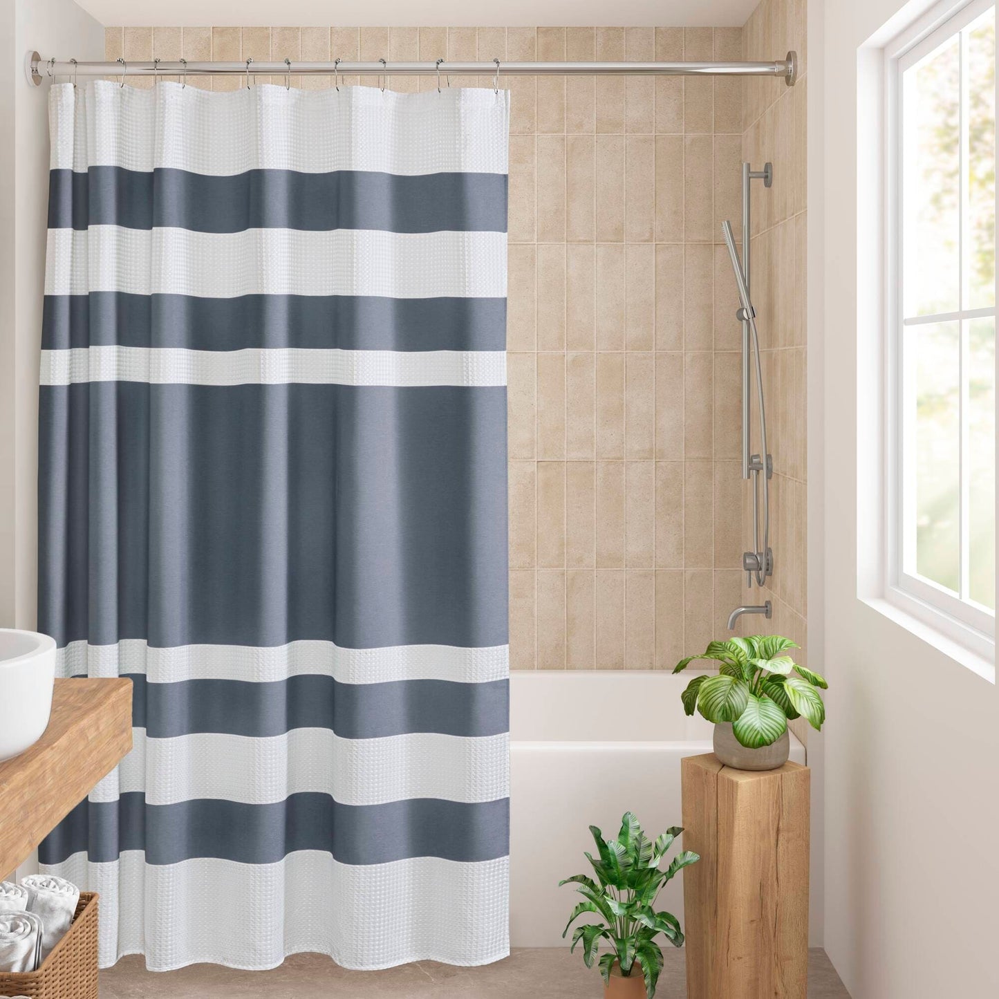 Madison Park Spa Waffle Shower Curtain with 3M Treatment