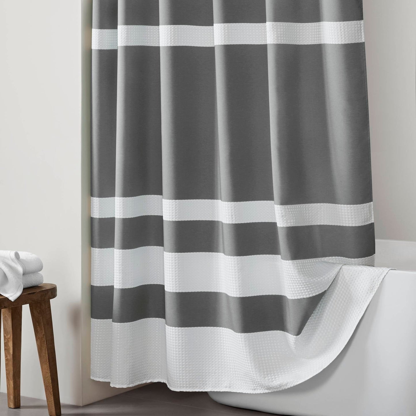 Madison Park Spa Waffle Shower Curtain with 3M Treatment