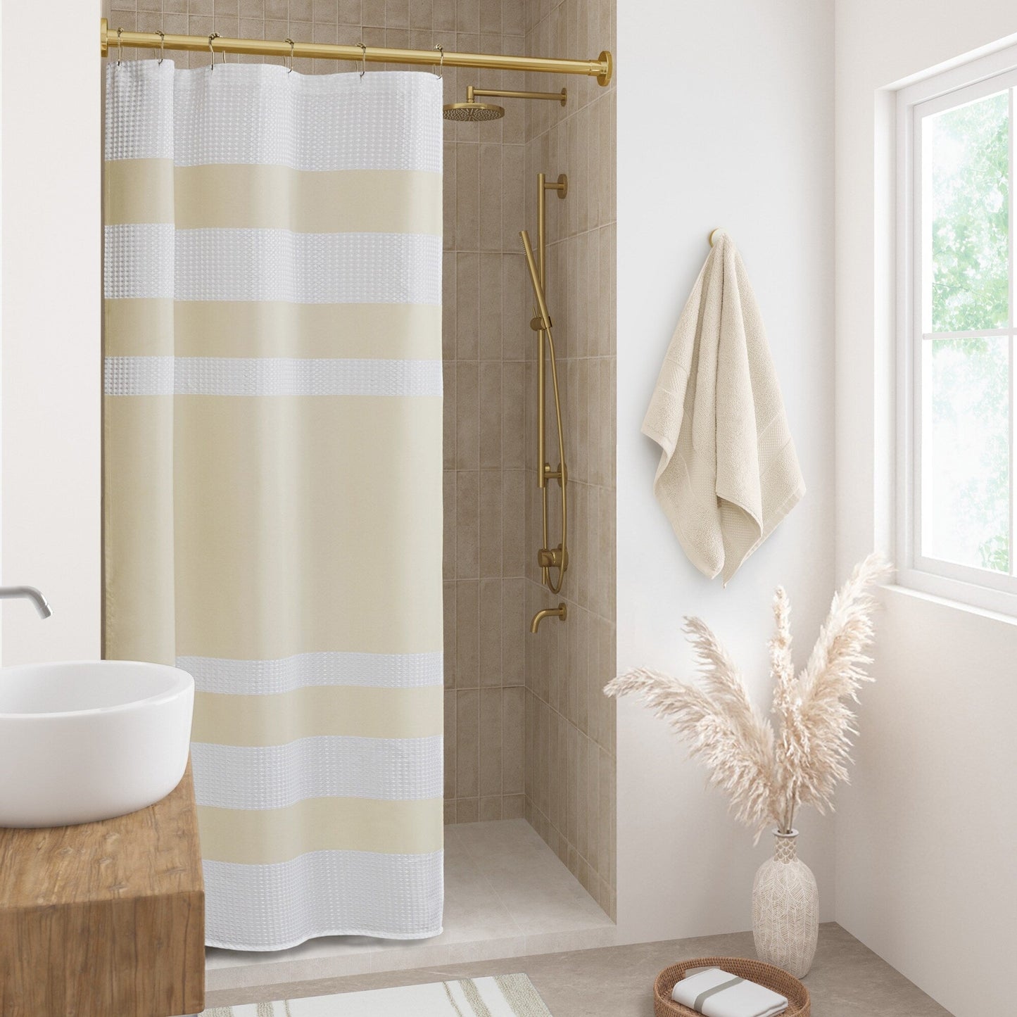 Madison Park Spa Waffle Shower Curtain with 3M Treatment