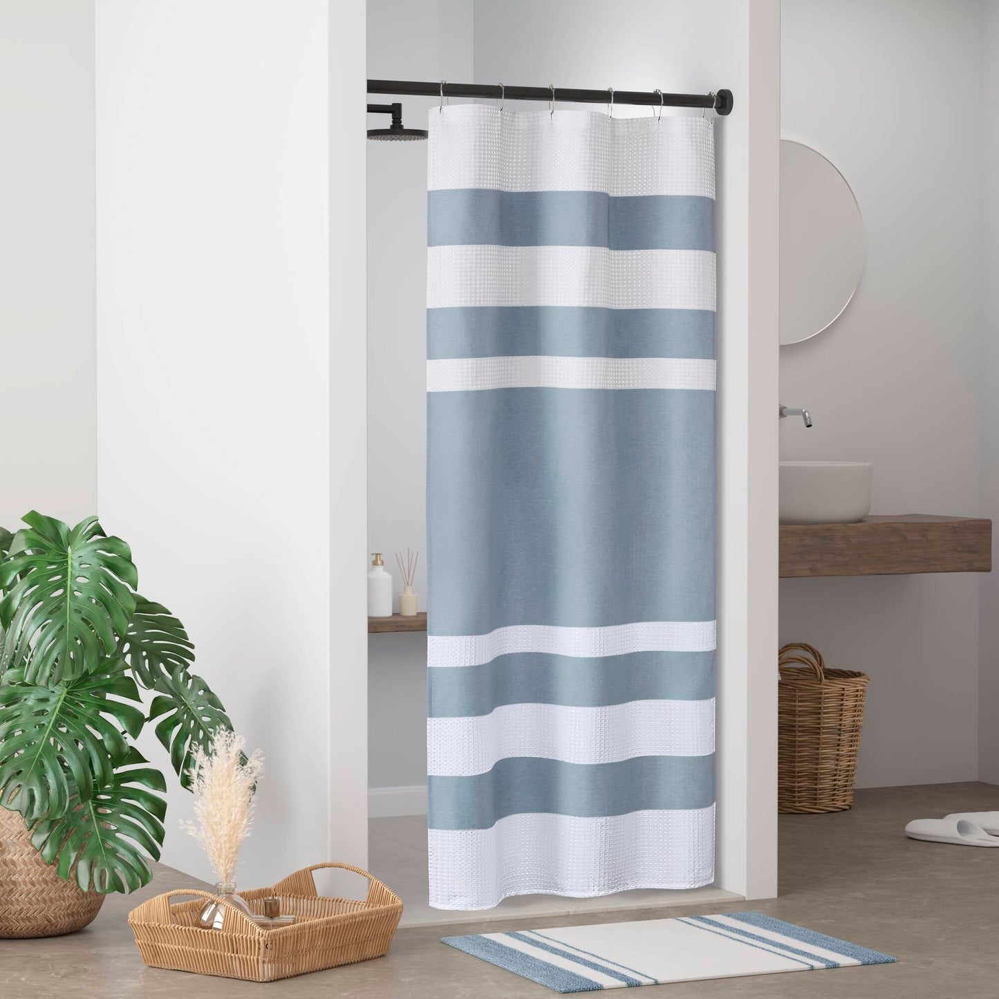 Madison Park Spa Waffle Shower Curtain with 3M Treatment