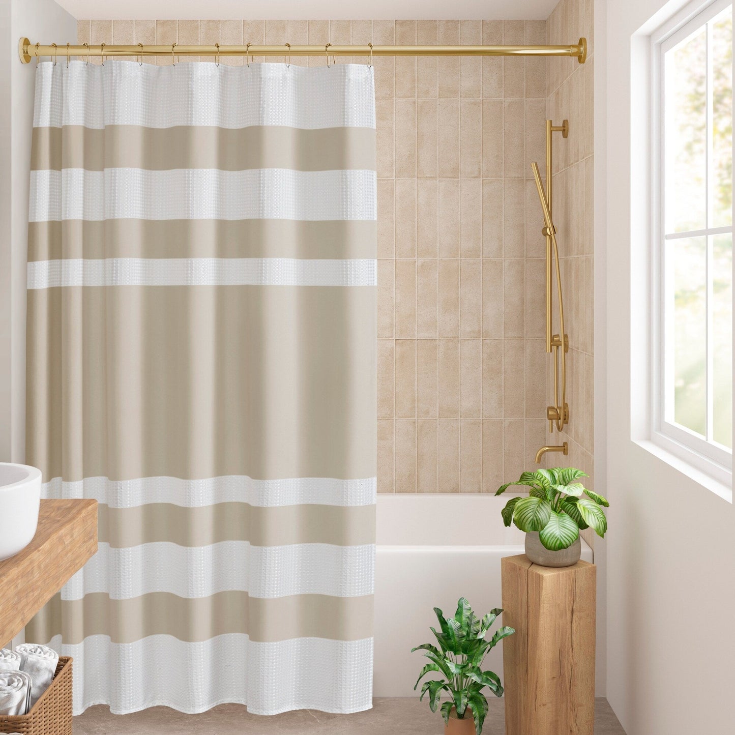 Madison Park Spa Waffle Shower Curtain with 3M Treatment