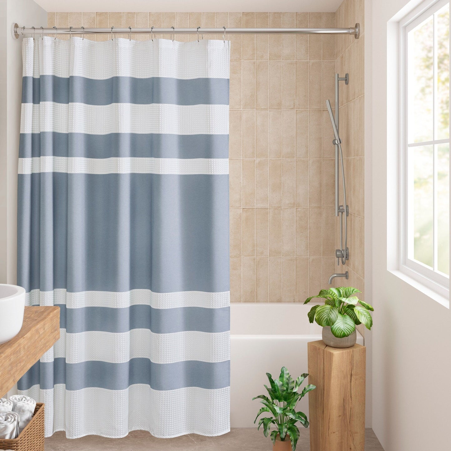 Madison Park Spa Waffle Shower Curtain with 3M Treatment