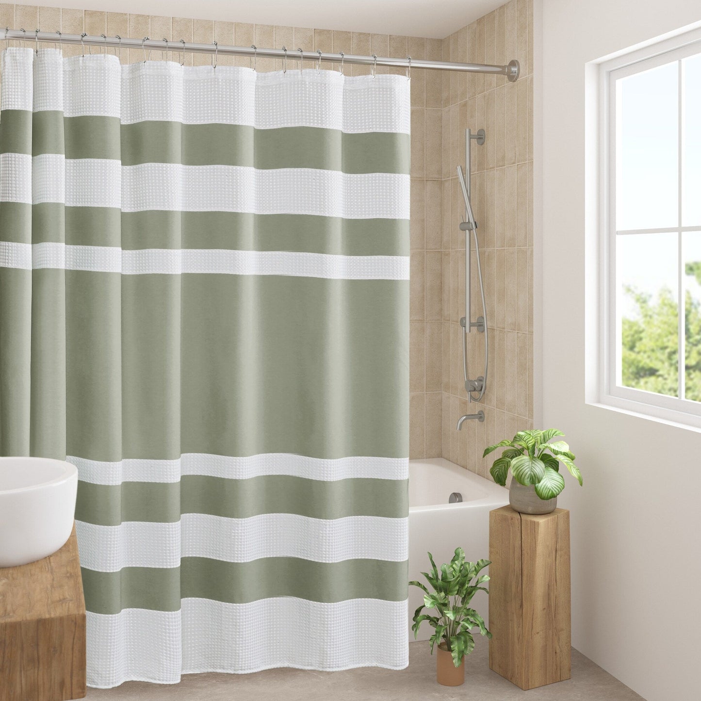 Madison Park Spa Waffle Shower Curtain with 3M Treatment