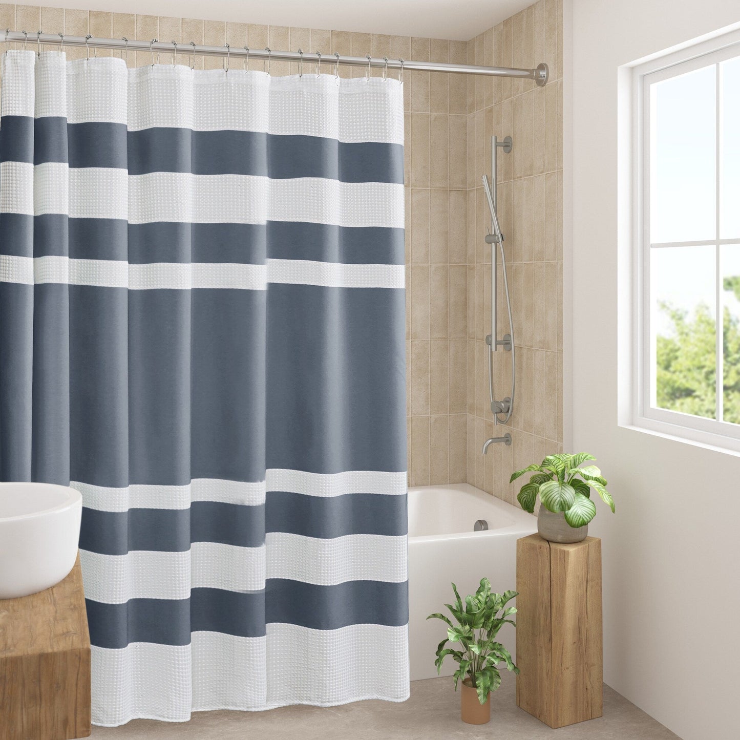 Madison Park Spa Waffle Shower Curtain with 3M Treatment
