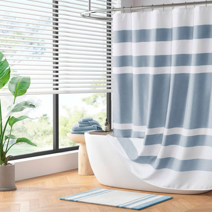 Madison Park Spa Waffle Shower Curtain with 3M Treatment