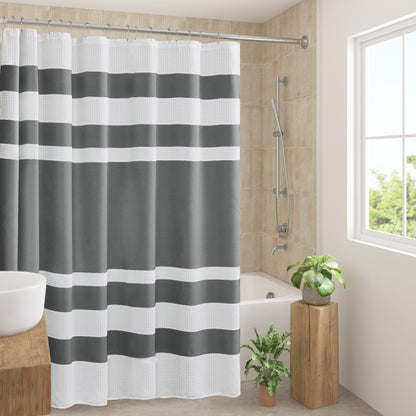 Madison Park Spa Waffle Shower Curtain with 3M Treatment