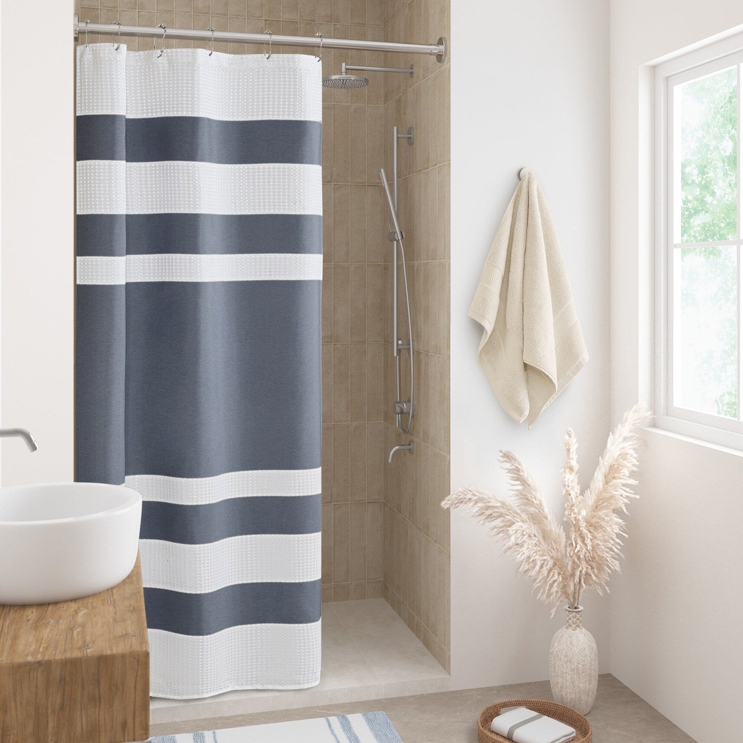Madison Park Spa Waffle Shower Curtain with 3M Treatment