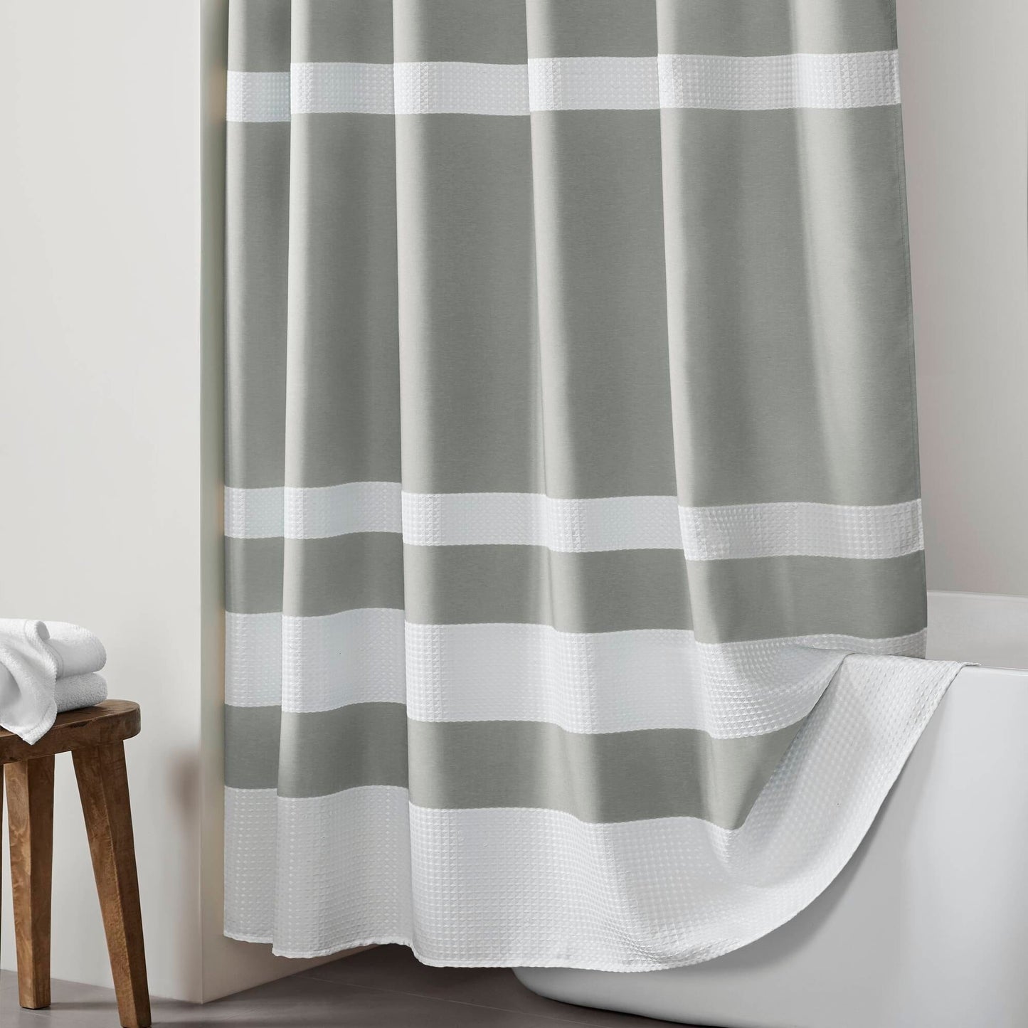 Madison Park Spa Waffle Shower Curtain with 3M Treatment