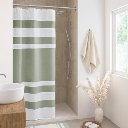 Madison Park Spa Waffle Shower Curtain with 3M Treatment
