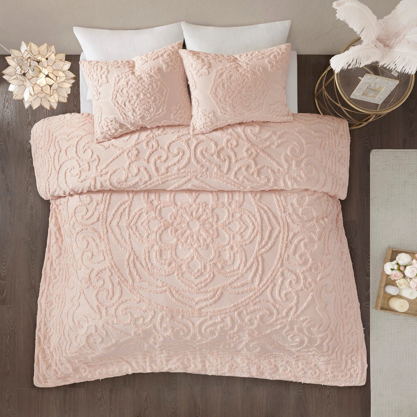 Madison Park Virginia Tufted Cotton Chenille Medallion Duvet Cover Set