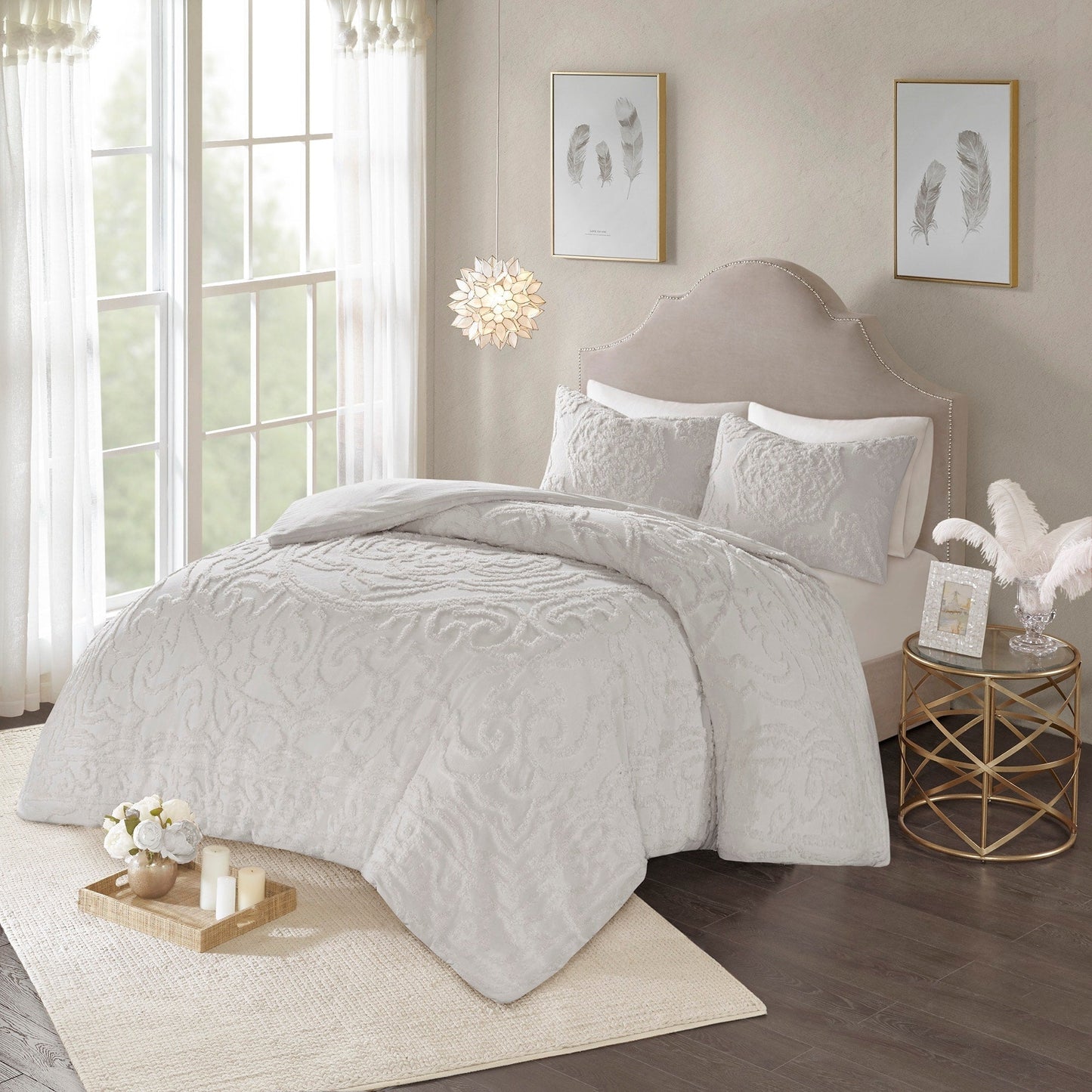 Madison Park Virginia Tufted Cotton Chenille Medallion Duvet Cover Set