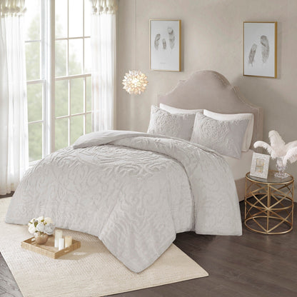 Madison Park Virginia Tufted Cotton Chenille Medallion Duvet Cover Set