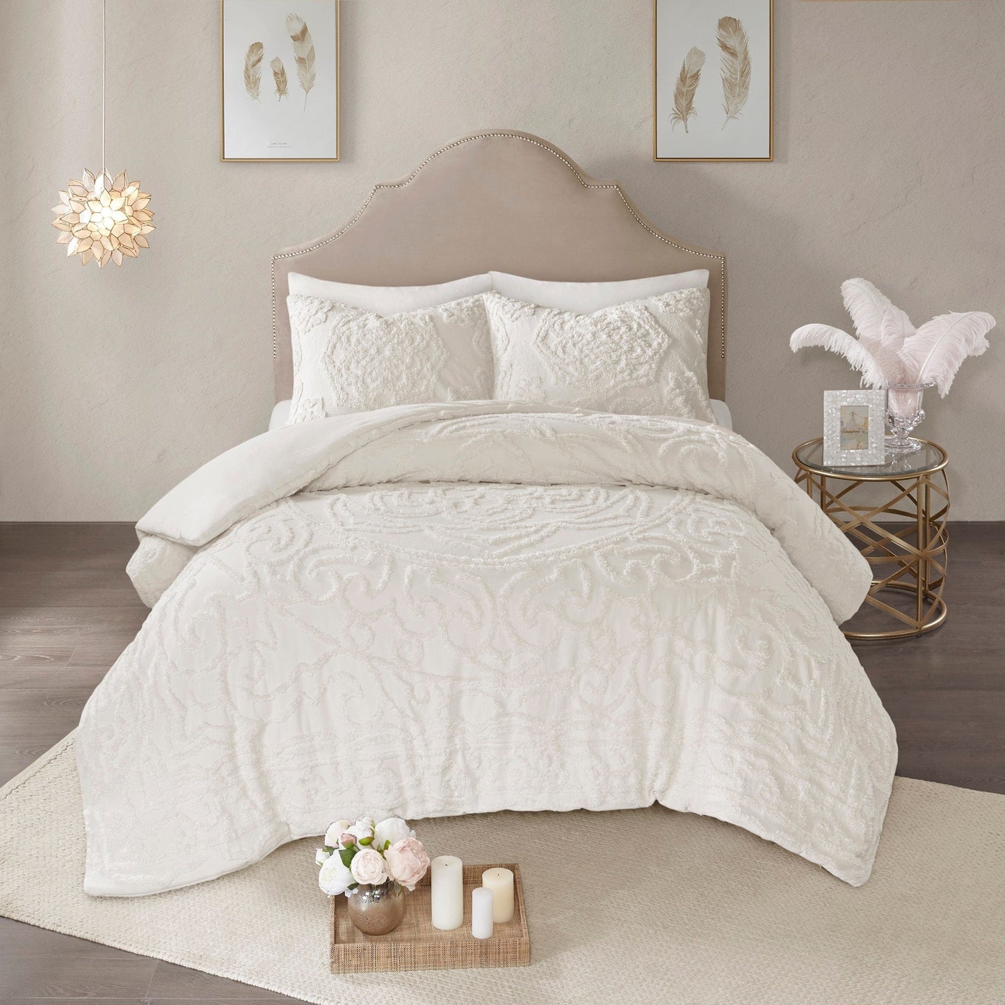 Madison Park Virginia Tufted Cotton Chenille Medallion Duvet Cover Set