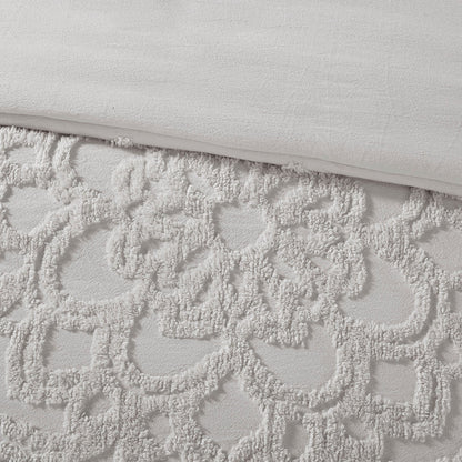 Madison Park Virginia Tufted Cotton Chenille Medallion Duvet Cover Set