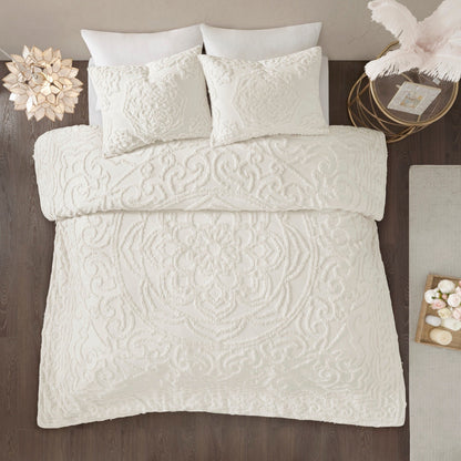 Madison Park Virginia Tufted Cotton Chenille Medallion Duvet Cover Set