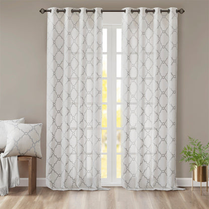 Madison Park Westmont Fretwork Print Grommet Top Window Single Curtain Panel