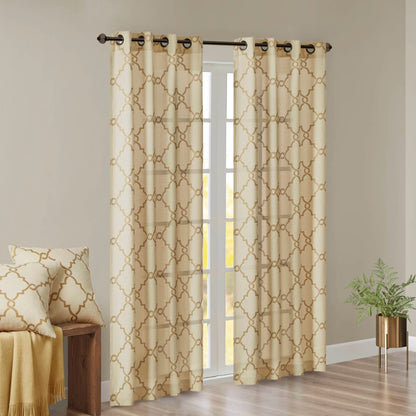 Madison Park Westmont Fretwork Print Grommet Top Window Single Curtain Panel