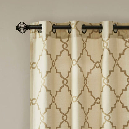 Madison Park Westmont Fretwork Print Grommet Top Window Single Curtain Panel