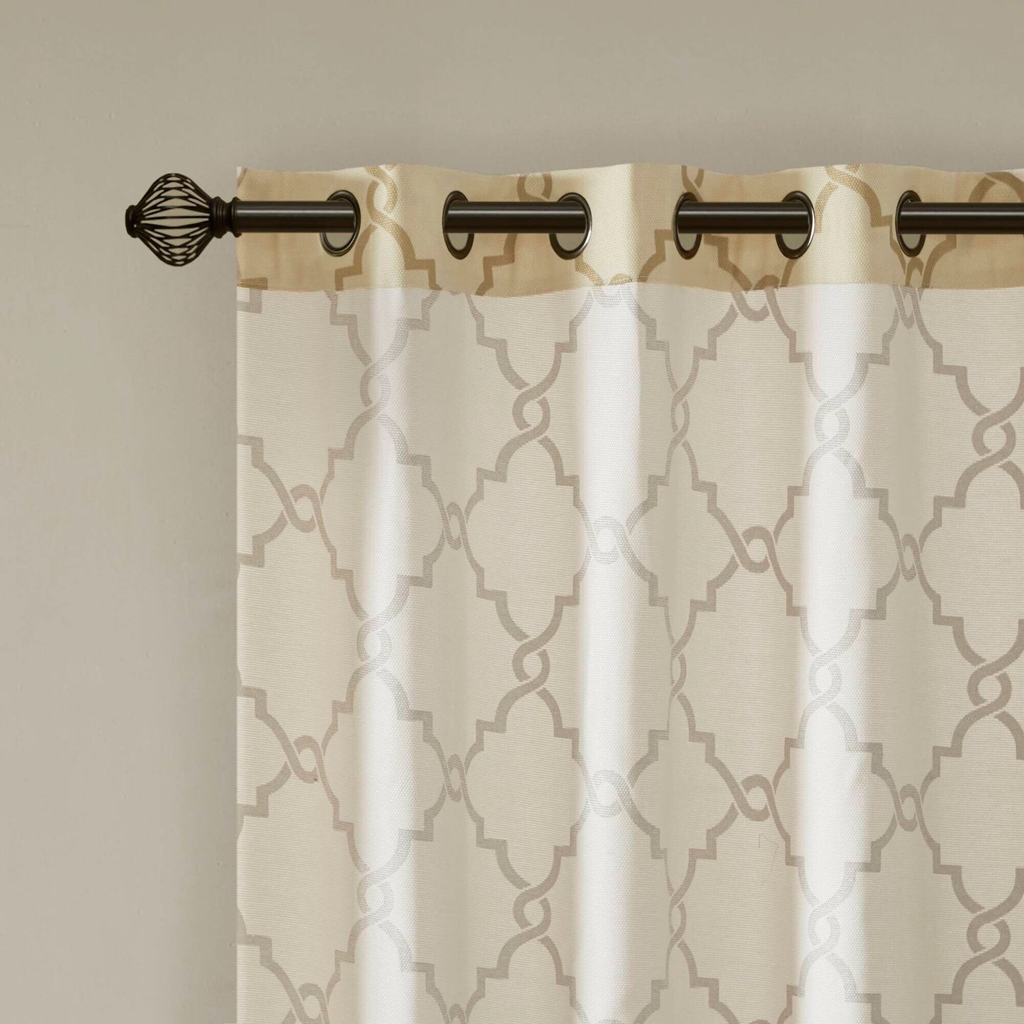 Madison Park Westmont Fretwork Print Grommet Top Window Single Curtain Panel