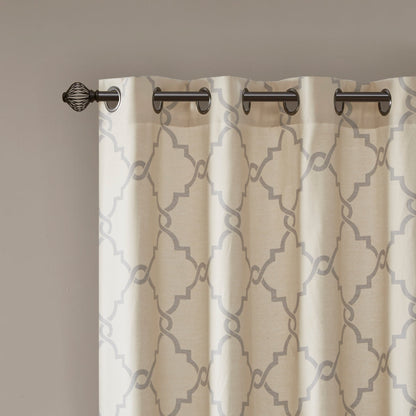 Madison Park Westmont Fretwork Print Grommet Top Window Single Curtain Panel