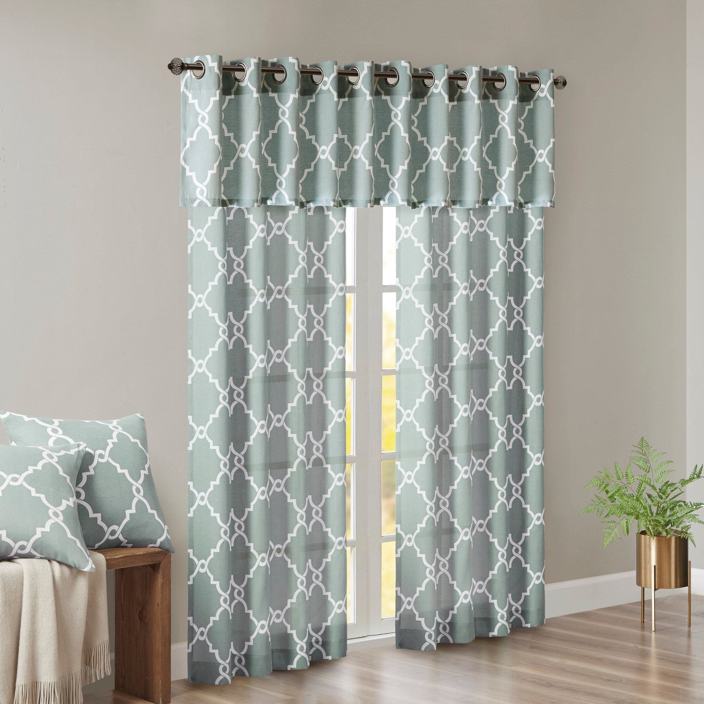 Madison Park Westmont Fretwork Print Grommet Top Window Single Curtain Panel