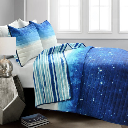Lush Decor Space Star Ombre Reversible Print Quilt Set