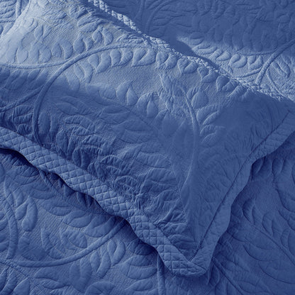 MarCielo 2-Piece 100% Cotton Embroidered Quilted Pillow Shams